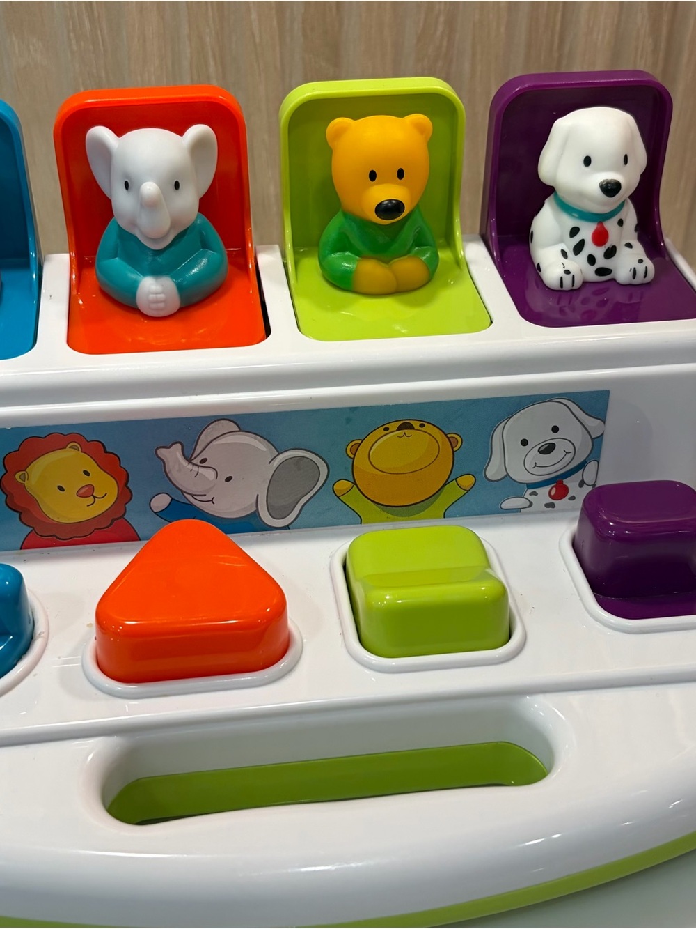 Kids Pop-Up Animal Shape Sorter Toy - Orange, Green, Purple